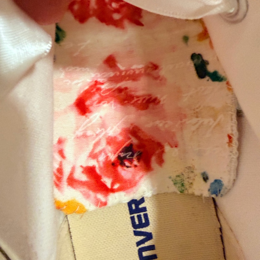 Hand Painted Converse Women's White Satin Lace Sneakers - Picture 8 of 11